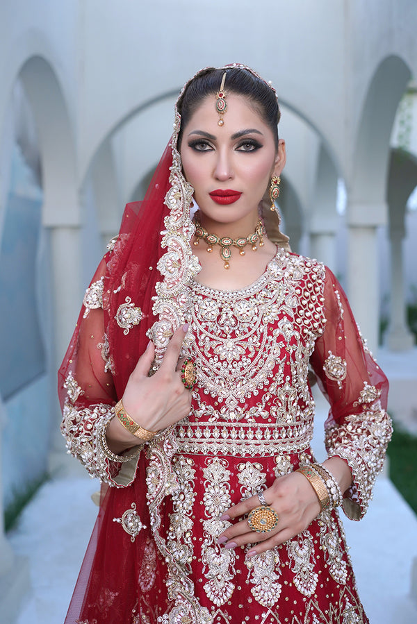 Amazing Pakistani Bridal Style: Hand-Embellished Red Maxi Dress 👗