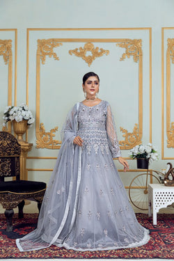🌟 Gorgeous Gray Maxi Dress for a Pakistani Bridal! 🌟